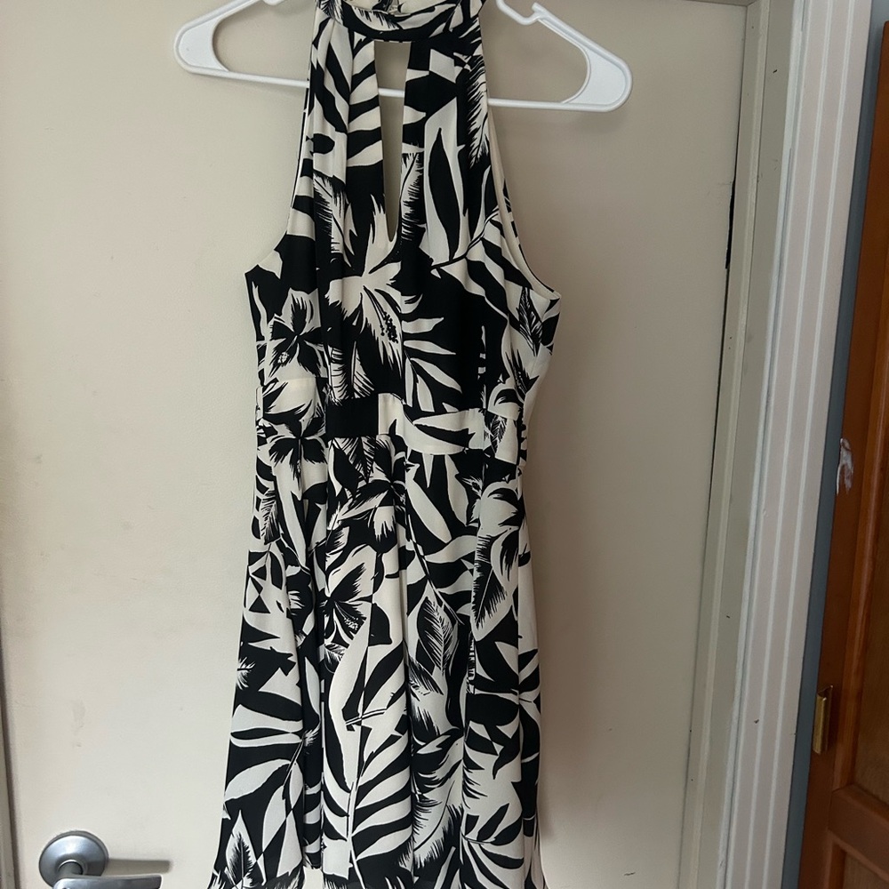 Express Black and White Tropical Mini Dress